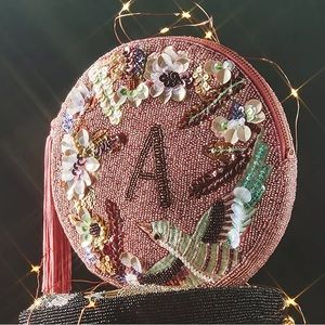 Anthropologie Holiday Monogram Embellished Pouch